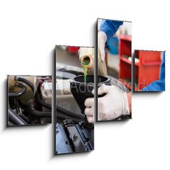 Obraz 4D tydln - 120 x 90 cm F_IB76802503 - Mechanic pouring oil into car