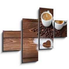 Obraz 4D čtyřdílný - 120 x 90 cm F_IB76842456 - espresso coffee with sugar powdered heart