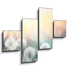 Obraz 4D tydln - 120 x 90 cm F_IB79562753 - field of dandelion in sunset - bokeh and allergy