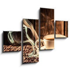 Obraz 4D tydln - 120 x 90 cm F_IB80280920 - Taste coffee cup with roasted seeds