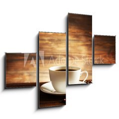 Obraz 4D tydln - 120 x 90 cm F_IB81865478 - Cup of coffee with grains on wooden background