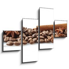 Obraz   Scattered coffee beans in line on white, 120 x 90 cm