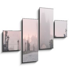 Obraz 4D tydln - 120 x 90 cm F_IB85888464 - Charles Bridge in Prague at foggy morning - Karlv most v Praze na mlhavm rnu