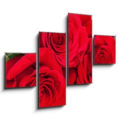 Obraz 4D tydln - 120 x 90 cm F_IB86423669 - Bouquet of red roses on the old boards