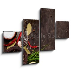Obraz 4D tydln - 120 x 90 cm F_IB86522386 - Various spices on wooden background