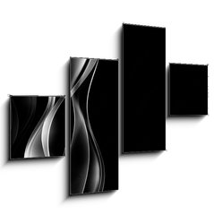 Obraz 4D tydln - 120 x 90 cm F_IB87644944 - abstrakcyjne srebrne fale czarne to