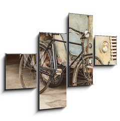 Obraz 4D tydln - 120 x 90 cm F_IB89293041 - Retro styled image of an ancient bike and truck