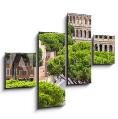 Obraz 4D tydln - 120 x 90 cm F_IB94095592 - Exterior view of the Colosseum in Rome with green trees around.