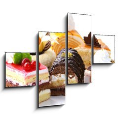 Obraz 4D tydln - 120 x 90 cm F_IB96319616 - Assorted different mini cakes with cream, chocolate and berries