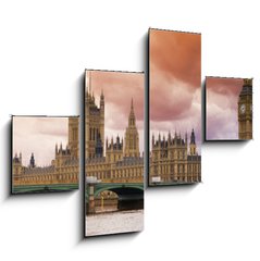 Obraz tydln 4D - 120 x 90 cm F_IB9632866 - Stormy Skies over Big Ben and the Houses of Parliament