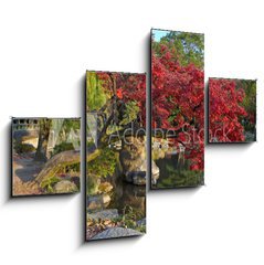 Obraz tydln 4D - 120 x 90 cm F_IB9821471 - summer japanese landscape with pond and trees - letn japonsk krajina s rybnkem a stromy