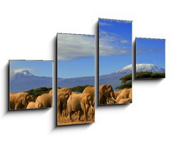 Obraz 4D tydln - 100 x 60 cm F_IS10215538 - Kilimanjaro And Elephants