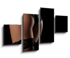 Obraz   Back view of beautiful female bottom in lacy panties and nylon stockings, 100 x 60 cm