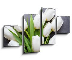 Obraz 4D tydln - 100 x 60 cm F_IS105673696 - More white tulip on the grey background.