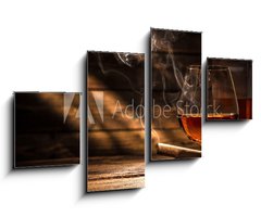 Obraz 4D tydln - 100 x 60 cm F_IS105845234 - Whiskey with smoking cigar
