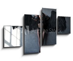 Obraz 4D tydln - 100 x 60 cm F_IS107103737 - Fallen black angel with wings. Sexual woman - Padl ern andl s kdly. Sexuln ena