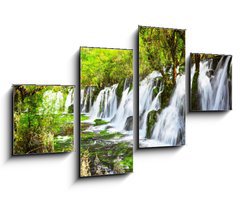 Obraz 4D tydln - 100 x 60 cm F_IS107722539 - Scenic waterfall with crystal clear water among green forest