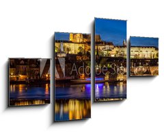 Obraz 4D tydln - 100 x 60 cm F_IS110013090 - Prague Castle, Hradcany reflecting in Vltava river in Prague, Czech Republic at night