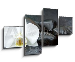 Obraz 4D tydln - 100 x 60 cm F_IS113515481 - White orchid and black stones close up.