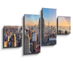 Obraz 4D tydln - 100 x 60 cm F_IS113869179 - New York City skyline with urban skyscrapers and rainbow.