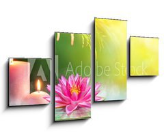 Obraz 4D tydln - 100 x 60 cm F_IS115460389 - Spa - Serenity And Meditation With Candles And Waterlily In Zen Garden - Lzn
