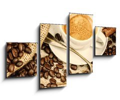 Obraz 4D tydln - 100 x 60 cm F_IS122026658 - Cup of hot black coffee with old wooden mill grinder 
