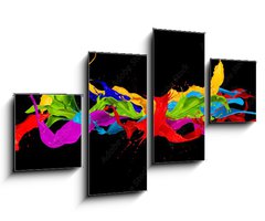 Obraz 4D čtyřdílný - 100 x 60 cm F_IS122947022 - abstract color splashes on black background - abstraktní barevné cákance na černém pozadí