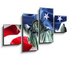 Obraz 4D tydln - 100 x 60 cm F_IS12542738 - NY Statue of Liberty against a flag of USA