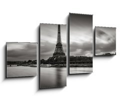 Obraz 4D tydln - 100 x 60 cm F_IS125899767 - Sunrise on the Eiffel Tower and Seine River in winter in Black & White. Port de Suffren, Grenelle, 15th and 7th Arrondissements of Paris, France