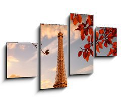 Obraz 4D tydln - 100 x 60 cm F_IS126000625 - Eiffel Tower with autumn leaves in Paris, France