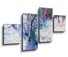 Obraz 4D tydln - 100 x 60 cm F_IS130132079 - Art Oil Painting Winter Landscape. The Awakening of Nature. Spring is coming.