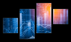 Obraz 4D tydln - 100 x 60 cm F_IS131421720 - Stock market indicator and financial data view from LED. Double