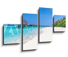 Obraz 4D tydln - 100 x 60 cm F_IS133424507 - Panorama of wide sandy beach on a tropical island in Maldives