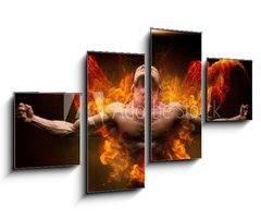 Obraz 4D tydln - 100 x 60 cm F_IS137170627 - On fire bodybuilder - V ohni kulturista