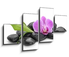 Obraz 4D tydln - 100 x 60 cm F_IS144086994 - zen basalt stones ,orchid and bamboo