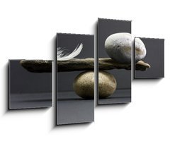 Obraz   feather and stone balance, 100 x 60 cm