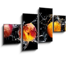 Obraz 4D tydln - 100 x 60 cm F_IS148249825 - Set of fresh fruits in water splash isolated on black background