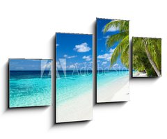 Obraz 4D tydln - 100 x 60 cm F_IS151010448 - coco palms on tropical paradise beach with turquoise blue water and blue sky