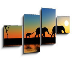 Obraz 4D tydln - 100 x 60 cm F_IS15223089 - Family of elephants.