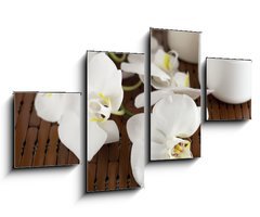 Obraz 4D tydln - 100 x 60 cm F_IS15837732 - Face cream and white orchid on a bamboo mate