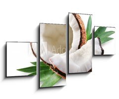 Obraz 4D tydln - 100 x 60 cm F_IS15844429 - coconut on a white background - kokosov oech na blm pozad