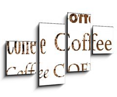 Obraz 4D tydln - 100 x 60 cm F_IS161244620 - Spelling the word coffee by coffee beans on white background
