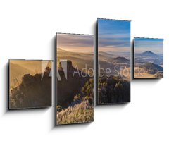 Obraz   Autumn sunrise over Jetrichovice, beautiful landscape, Bohemian Switzerland, Czech Republic, 100 x 60 cm
