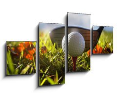 Obraz 4D tydln - 100 x 60 cm F_IS16911245 - Golf club and ball in grass - Golfov klub a m v trv