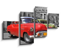 Obraz 4D tydln - 100 x 60 cm F_IS17211869 - Colorful Havana cars panorama