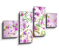 Obraz 4D tydln - 100 x 60 cm F_IS180276641 - Green and pink viruses, pink background