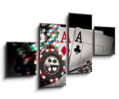 Obraz 4D tydln - 100 x 60 cm F_IS18213077 - gambling chips and aces - hazardn etony a esa