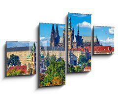 Obraz   Prague fall landscape view to Saint Vitus Cathedral with blue, 100 x 60 cm
