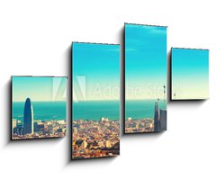 Obraz 4D tydln - 100 x 60 cm F_IS187469116 - View above on Barcelona landmark from Montjuic hill