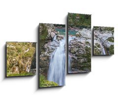 Obraz   Double Waterfalls in Mountain Forest, 100 x 60 cm